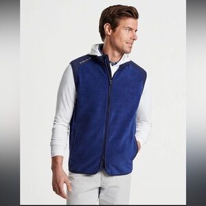 Peter Millar Crown Sport Golf Fleece Fade Vest Navy Size L NWT $225